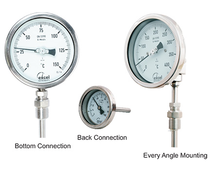 Thermomètre bimétallique à cadran - Ø 63 mm - plonge 40 mm - A45